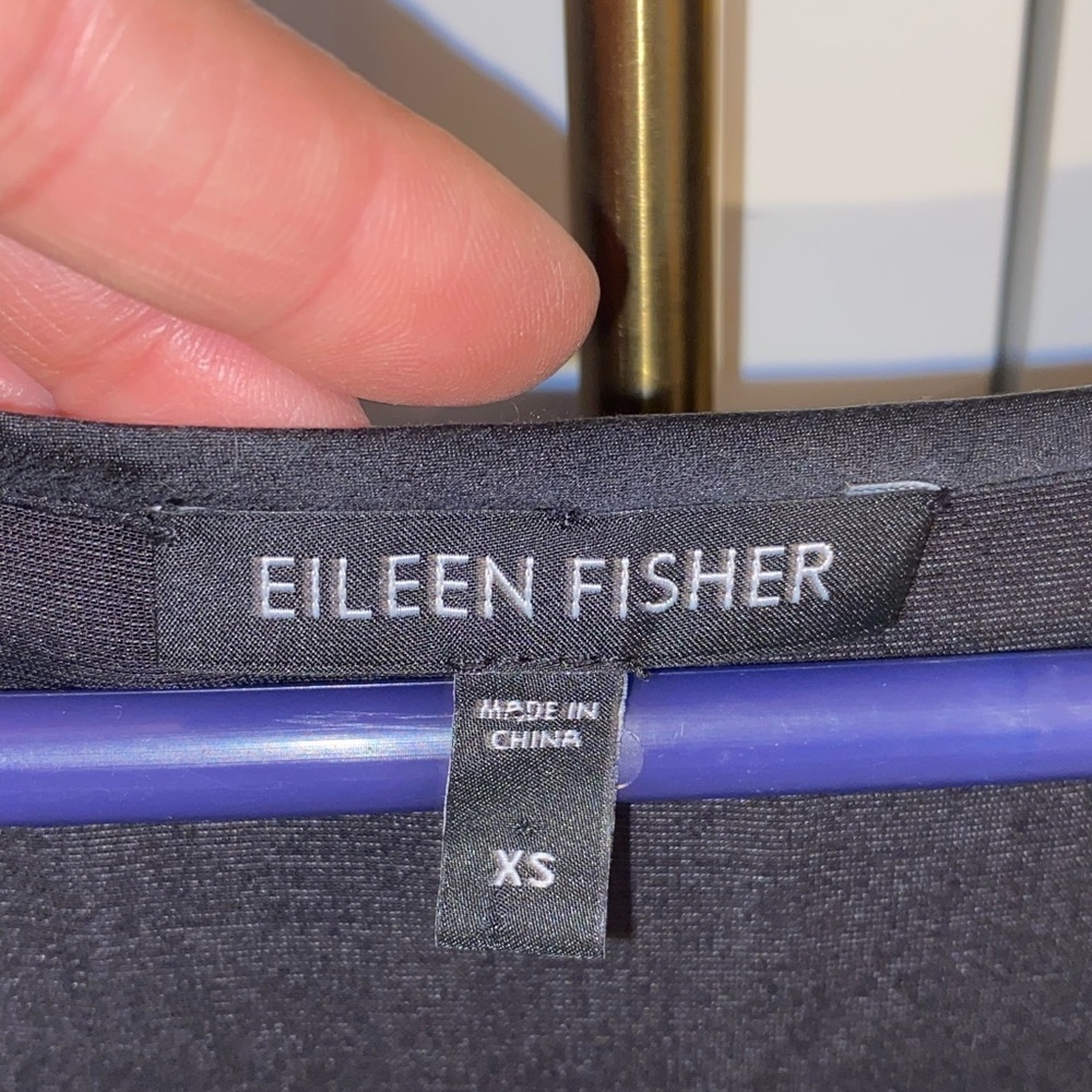 Eileen Fisher Black Velvet Silk Tunic V-Neck Mini Dress - Picture 4 of 10